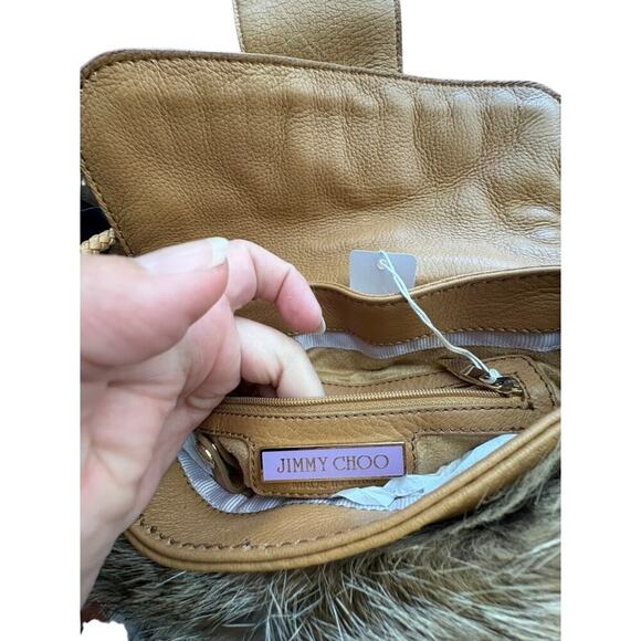 Jimmy Choo Leah Fox Fur Leather Crossbody Bag NWT $3,650 Boho Chic RARE Sold out - Picture 2 of 10